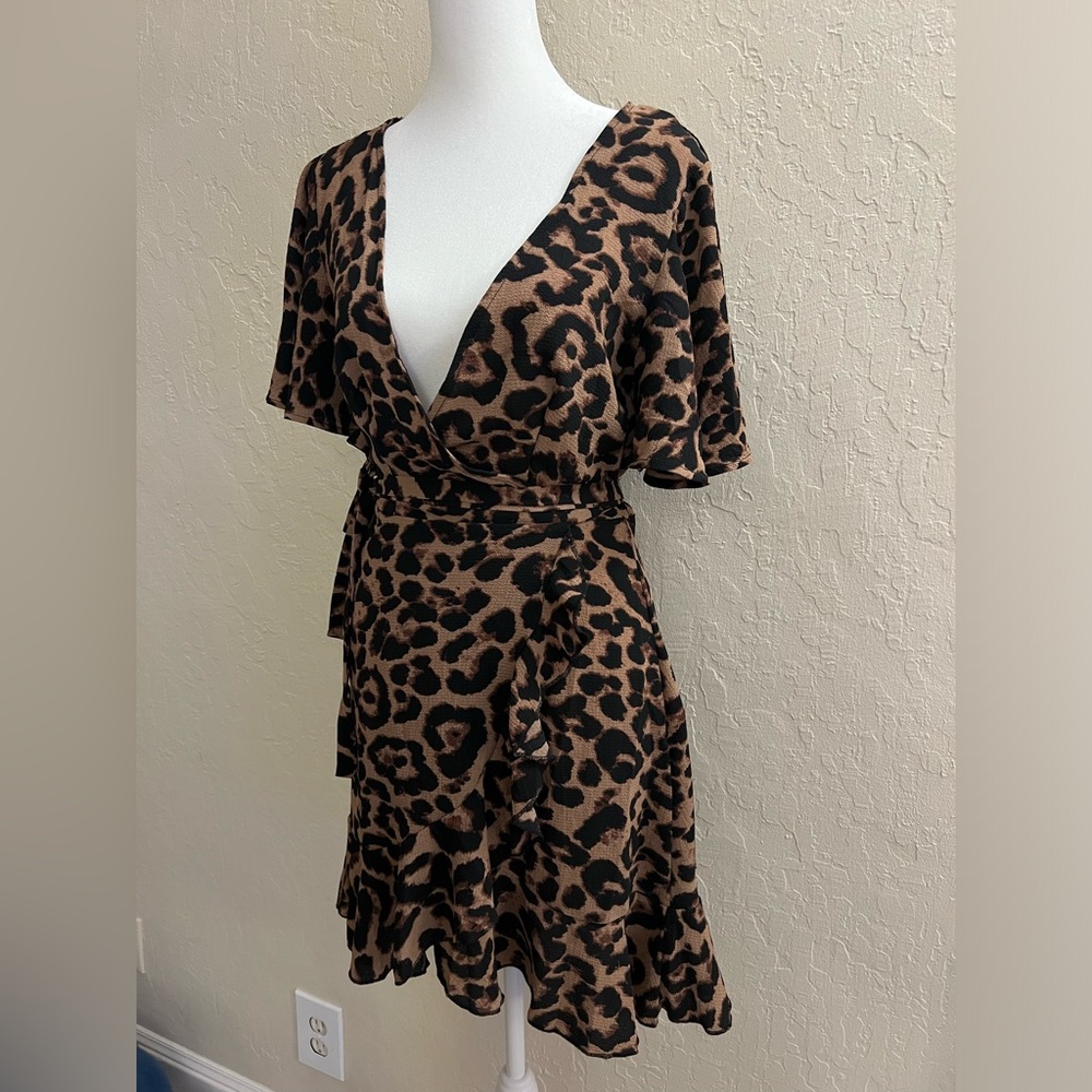 Leopard print wrap dress